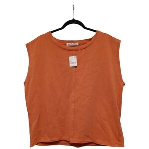 Free People We The Free Orange Sleeveless Muscle Tee Size Medium-NWT